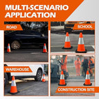 4 Pack 18 Inch Orange PVC Traffic Cones Black Base Stable Durable, Parking Lot Driveway School Training Safety Cones Multi-Purpose (4, Orange, 18 Inch)