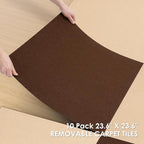 Carpet Tile 10 Pack 24” X 24” Self Adhesive Carpet Floor Tiles Anti-Slip Squares Peel and Stick Floor Tilel DIY Installation for Bedroom(Brown)