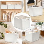 Shelf Woven Storage Basket, 15 x 10 x 9” Closet Rope Baskets For Organizing, Square Bins with Handles, White 1 Pack