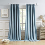 DUALIFE Slate Stone Blue Curtains 102 Inch Long 2 Panels Set Pinch Pleat Drapes for Living Room Dining Room Thermal Insulated Full Blackout Draperies with Hooks 40" Wx102 L