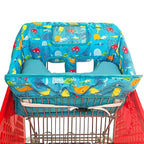 Love&go Soft Pillow Attached 2-in-1 Shopping Cart and High Chair Cover for Baby~Padded~Fold'n Roll Style~Portable with Free Carry Bag (Blue Seaworld)