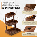 HOLANA Acacia 3 Tier Fruit Basket for Counter – Wooden Fruit Bowl for Kitchen Counter Organizer & Produce Storage Wooden Basket, Snack Organizer for Countertop, Kitchen Counter Storage (Acacia)