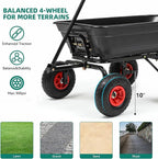 Garden Carts-600lbs Wagon Wheelbarrows with 4 Anti-Slip Tires & Quick-Release Dumping,Heavy Duty Utility Garden Dump Cart for Yard,Landscape and Christmas Hauling