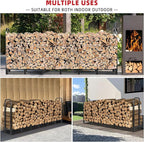 8FT Firewood Rack Outdoor, Heavy Duty Adjustable Firewood log Storage & Holder, Wood Pile Lumber Storage Rack Stacking Outside for Courtyard Patio.