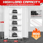 Superday Metal Garage Storage Cabinet with Lock, 71" H Lockable Storage Cabinets with Doors and 4 Adjustable Shelves, Locking Cabinet for Office, Home, Garage, Gym, School (White)