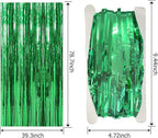 5 Pack Foil Curtain Backdrop Green Metallic Tinsel Foil Fringe Curtains Photo Booth Props for Birthday Wedding Engagement Baby Shower Bachelorette Christmas Holiday Celebration Party Decorations