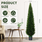 6ft Artificial Plants Outdoor & Indoor Fake Trees Set of 2, Large Tall Cypress Tree UV Resistant Artificial Cedar Pine for Front Door Porch Faux Plants, Realistic Topiary Arborvitae Home Decor