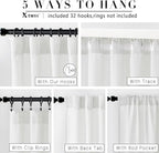 XTMYI White Curtains 84 Inches Long,Linen Semi Sheer Boho Light Filtering Textured Farmhouse Cotton Curtains for Bedroom Living Room 2 Panels Set,Back Tab Hooks Pleated