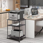 Heavy Duty 2-Tier Printer Stand with Locking Wheels, 19.5"x19.5" Large Printer Table Shelf, Holds 100 lbs per Shelf - Fits Most 60" Desks, Perfect for Office, Home, Laser Printer or Mini Fridge