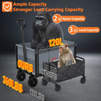 YACONA 3 in 1 Wagons Carts Foldable, 360LBS Lightweight Wagon with All Terrain Wheels, Collapsible Wagon Cart for Grocery, Camping, Beach, Garden & Sports