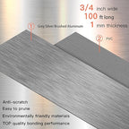 GSCIT Club Grey Silver Edge Banding, 3/4 Inch x 100ft Aluminum Brushed Edge Banding PVC Edge Trim for Cabinet Repair Furniture
