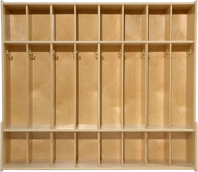 Contender 8 Section Coat Locker with Bench & Cubby Storage, Wooden Backpack Cubby Storage Organizer with Hooks for Daycare, Classroom and Home [Greenguard Gold Certified]