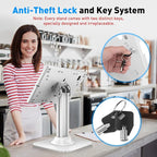AboveTEK Anti-Theft iPad Kiosk Stand – POS iPad Security Stand & Locking Tablet Holder – Heavy Duty Base, 360° Swivel, 75° Tilt Bracket – Perfect for Retail Business (White)