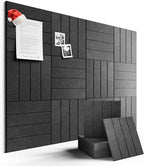 Felt Bulletin Board Tiles Large 48"x36"Cork Board Alternative-12 Pack with 70 Adhesive Tabs, Thick Slat Wall Panels for Office Decor, Push Pin Board Wall Organizer Alternative-Charcoal Gray