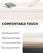 B FSOBEIIALEO Small Storage Ottoman Cube Sherpa Ottomans Foot Rest, Foldable Boucle Ottoman Bench, Faux Teddy Fur, Cream White 43.3"x15"x15"