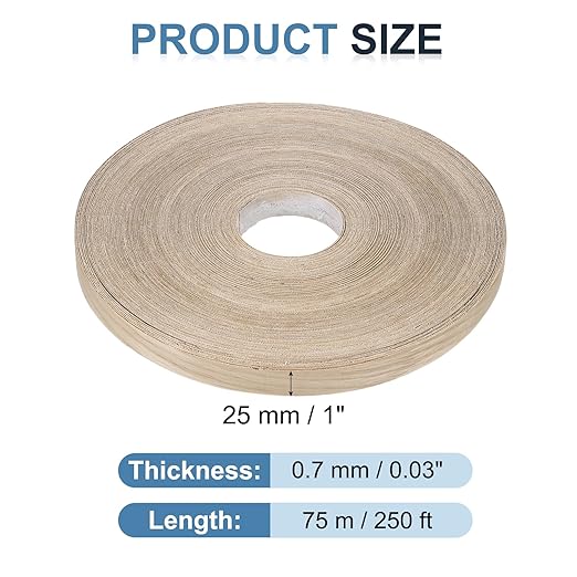 PATIKIL White Oak Edge Banding, 1 Inch x 250 ft Wood Veneer Tape Pre-glued Flexible Plywood Edge Banding with Hot Melt Adhesive for Furniture Restoration