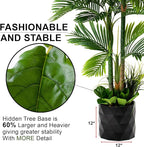 Deluxe 78" Golden Cane Palm Artificial Tree + Premium Fiddle Leaf Foliage in 8" Base + 12" Plant Pot Skirt + Bonus USA Flag Style Pot Pant