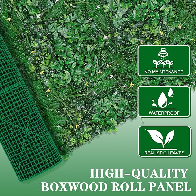 40"x120"(33.33 SQFT) Grass Wall, Artificial Boxwood Panels, Privacy Hedge Fence Screen with UV Protection, Greenery Backdrop for Indoor Home Wedding Decor and Outdoor Garden Backyard