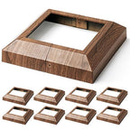 8 pcs 6"x6" (Actual: 5.5"x5.5") Aluminum Post Base Cover for Deck Railings, Stairs, Patios, Porches - Split Post Skirt (Walnut Wood)