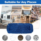 4 Pack - 24-Inch Washable Dust Mop Heads – Full Cloth, Extra Durable, Easy Button - No Clinging to Hair or Fur, Easy to Use Replacement for Commercial and Home Cleaning - iDeaology