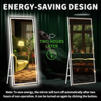 Hasipu Full Length Mirror with Lights, 71" x 24" LED Lighted Floor Standing, Full Body Dressing Hanging Mounted Mirror, Dimmable, Tempered Glass, Safe to Use, Square White
