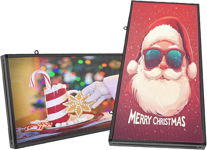 XSGD P6 Programmable Led Sign 40''x17''Outdoor LED Display, IP65 Waterproof Scrolling Digital Signage Displays, RGB Full Color LED Screen, WIFI Control Custom Images and Video for Business