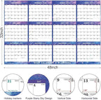 32" x 48" 2026 Wall Calendar Dry Erase - Large Starry Sky Calendar Wet & Dry Erasable Laminated 12 Month Annual Yearly Planner, Reversible, Horizontal/Vertical (2026 Wall Calendar)