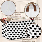 Soccer Ball Storage Basket Large 17x11.5x10.5 Inche-Collapsible Fabric Organizer Bin with Handles for Sports Room, Game Day Decor, Kids-Decorative Hamper with Classic Black & White Design-Single Pack