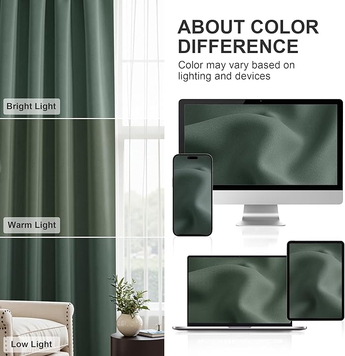 PONY DANCE Dark Green Blackout Cafe Curtains 24 inch Long, Thermal Insulated Small Window Curtains for RV Camper, Privacy Basement Short Drapes, W 29 x L 24 inches, 2 Panels Set