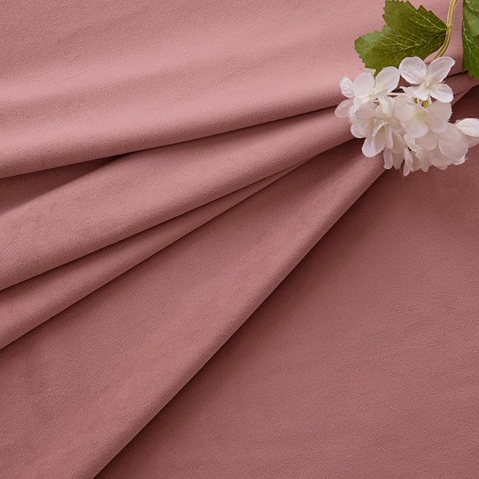 MIULEE Velvet Curtains 84 Inches Long 2 Panels Set for Bedroom, Pinch Pleat Back Tab Luxury Thermal Insulated Pink Living Room Darkening Drapes Pleated Blackout Window Curtains with Hooks, Dusty Rose