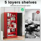 Letaya Metal Storage Cabinets with Lock, 72" Tall Locker Organizer Steel Cabinets, Adjustable Layers Shelves 2 Doors for Home, Office, Warehouse,Garage(Black Red)