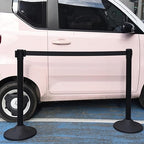 OangeStar 6 Packs Crowd Control Stanchion, Crowd Control Barrier Set w/10ft Black Retractable Belt Rubber Base