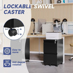 Rolling File Cabinet with Lock, 2 Drawer Metal Mobile Office Filing Cabinet Under Desk for Legal/Letter Size(Assembly Required)