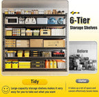 REIBII 6-Tier Garage Shelving, 84" H Storage Shelves Load 3300LB, Adjustable Metal Shelving, Large-Capacity Garage Shelves for Basement, Warehouse, 48.2" W X 84" H X 24" D, Black
