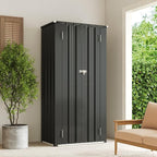 Aoxun 31x19 in Outdoor Storage Cabinet Metal Garden Shed with 2 Adjustable Shelves 3 Layer Indoor& Outdoor Waterproof Vertical Storage Shed for Patio Garden, Garage, Porch (Black, 22 Cu.Ft)