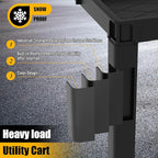 Utility Plastic Tool Cart, 46 x 26-Inch Rolling Service Carts Huge Storage W/Deep 2-Shelf Heavy Duty Cart with Wheels, 1000 lbs Capacity Organizer for Garage, Warehouse, Workshop, Black