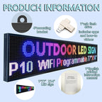 P10 Outdoor Led Sign 77"x14" WiFi Programmable with High Brightness Scrolling LED Sign for Business Digital Advertising Display Electronic Message Board