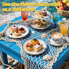 2 Pcs Fish Net Decorations, 39x78 Inch Cotton Nautical Themed Fishing Net, Wall Hanging Photo Display Fishnet for Coastal Bedroom Bathroom, Pirate Beach Under The Sea Party Decor, Bleached White