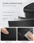 SONGMICS Kitchen Trash Can, 21 Gallon (80 L) Stainless Steel Garbage Can, with Stay-Open Lid and Step-on Pedal, Soft Closure, Tall, Large and Space-Saving, Black ULTB534B01