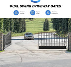ZUMI Dual Swing Driveway Gates, 18x6 ft. Outdoor Steel Swing Gates for Driveway, Heavy-Duty Driveway Fence Gates for Home Security, Weatherproof Iron Security Gate Kit for Outdoor, Greerwich Style