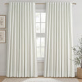 Cute Blackout Curtains 70 Inches Extra Wide Linen 90 Inch Length for Living Room/Sliding Glass Door,Pleated Heavy Duty Thermal Drapes for Winter Thick Large Window(70"Wx90"L 2 Panels Beige White)