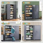 Letaya Metal Storage Cabinets with Lock Door and 5 Adjustable Shelves, Steel Garage Tool Organization Cabinets for Home,Utility Room, Warehouse,Lockers(71"-Black Gray)