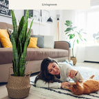 KOL 3ft 2-Pack Artificial Snake Plant - 32 Thick Lifelike Leaves, Faux Silk Sansevieria for Indoor Home & Garden Decor, 35in Potted Fake Mother-in-Law's Tongue Plants, Green