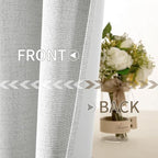 MIULEE Linen Textured Curtains Solid 100% Blackout for Bedroom Thermal Insulated Heathered White Grommet Room Darkening Curtains & Drapes Luxury Decor for Living Room Nursery 52 x 72 Inch (2 Panels)