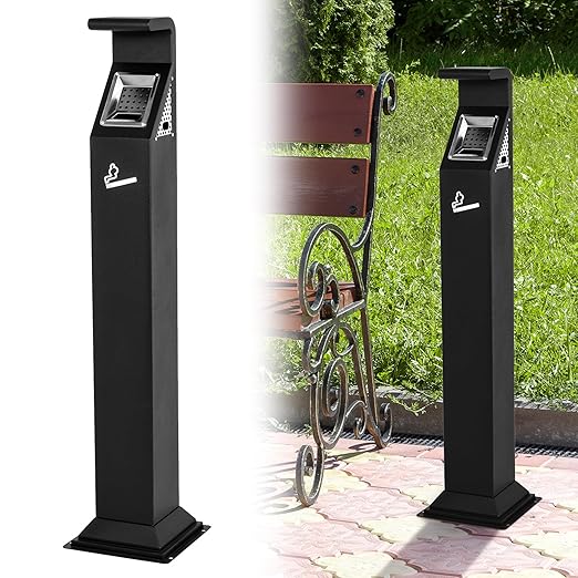 AIWFL Commercial Trash Can with Removable Inner Barrel, 3 Openings, All-Metal Construction, Standing Trash Bin for Outside Sidewalks Roadside Hotel Scenic Area