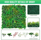 Grass Wall, Artificial Tropical Boxwood Panels 20"x20"(16pcs), Privacy Hedge Fence Screen with UV Protection, Greenery Backdrop for Indoor Home Wedding Decor and Outdoor Patio Backyard
