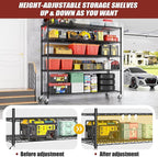 PrimeZone 5 Tier 80.7"H x 55.5"W x 24"D Wire Shelving with Wheels 3000lbs NSF Certified Storage Shelves Heavy Duty Metal Shelf Adjustable Rolling Rack Commercial Garage Restaurant Warehouse Kitchen