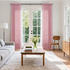 Nanspring Rose Linen Curtains 102 Inches Long 2 Panel Set Back Tab Rod Pocket Semi Sheer Light Filtering Burlap Style Extra Long High Window for Neutral Farmhouse Decor Curtains in Living Room 52x102