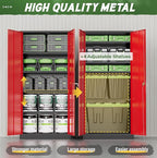 Greenvelly Metal Storage Cabinet, 72" Steel Garage Cabinet with Doors and Adjustable Shelves, Tall Metal Office Storage cabinets for Garage,Home Office,School (Black Red)