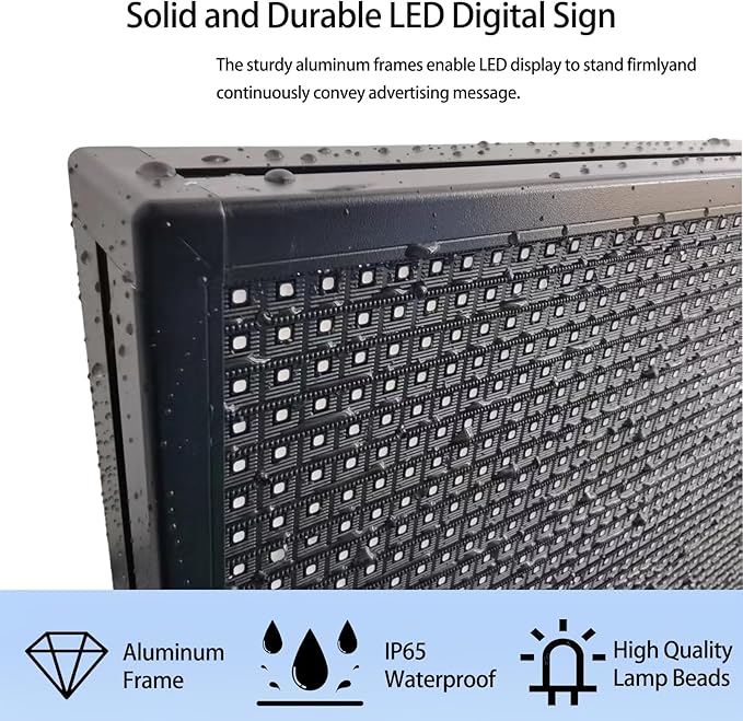 P10 LED Signs Programmable Outdoor 77"x14", IP65 Waterproof Scrolling LED Sign, Vibrant Colors Digital Led Signage Displays, Wifi + USB Control Open Signs for Business